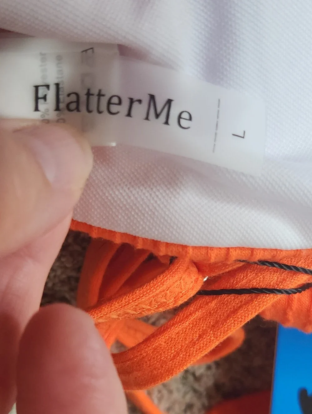 Women's Bright Orange Ribbed Two-Piece Connected Bikini - Flatter Me - L